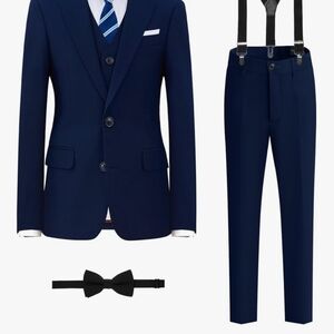 Elegant Deep Blue Men's Suit with Accessories